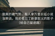 我真的被气到，有人拿万里长征小说当笑话，我却看见了断章取义的影子（给自己留退路）